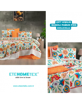 ETEHOMETEX ÇİFT KİŞİLİK BASKILI PAMUK PİKE KARNAVAL 8696474231845